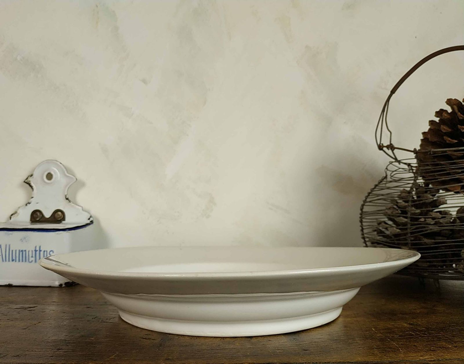 Large Antique French Porcelain Serving Dish, 1800s Ceramic Porcelaine De Paris Table Centerpiece, Limoges Shallow Pottery Bowl, Table Decor photo Home Decor