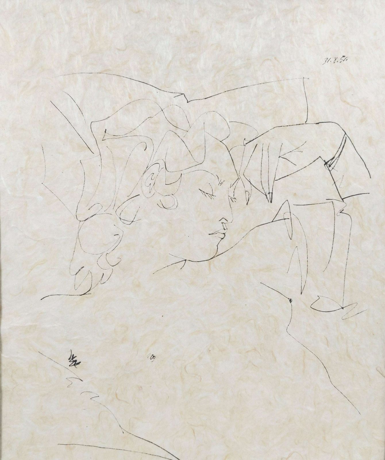 Ink On Paper Nude Woman Sketch Dated 1951 In The Manner Of Henri Matisse photo furniture