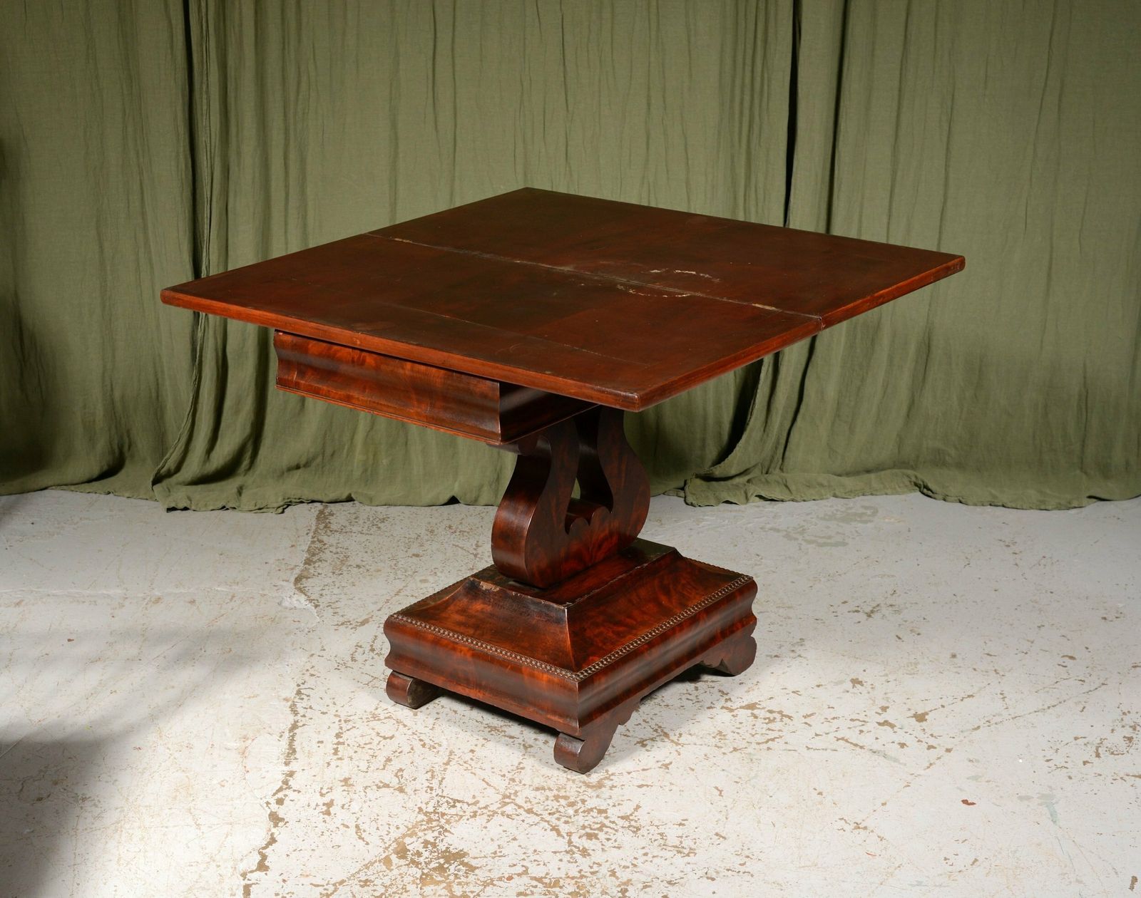 Furniture A Rare American Mahogany Folding Tea Table By J. Malburg, Philadelphia   C.1840 photo