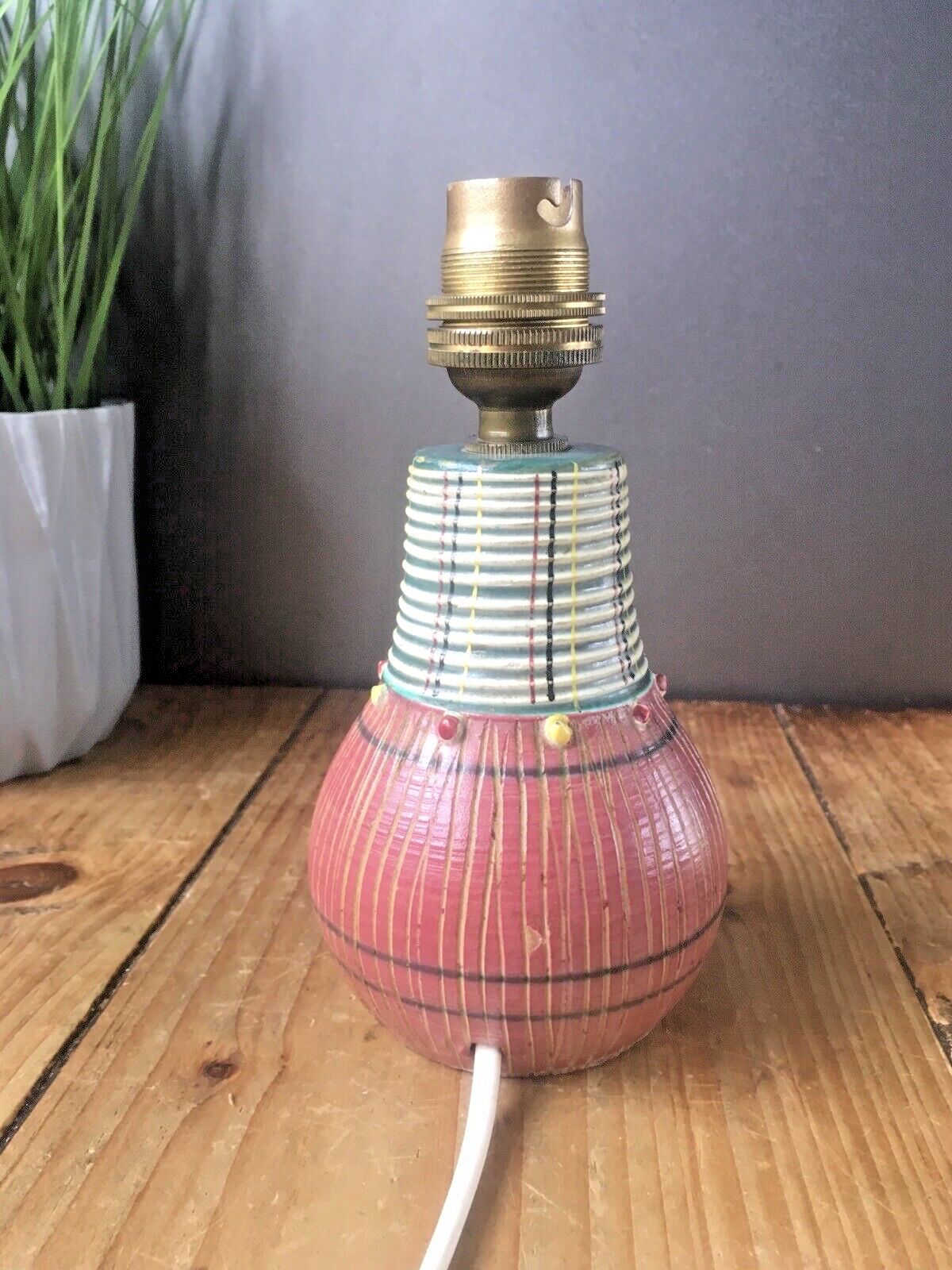 50's Mcm Italian Pottery Fratelli Fanciullacci Knobbly Sgraffito Table Lamp Base photo Lighting