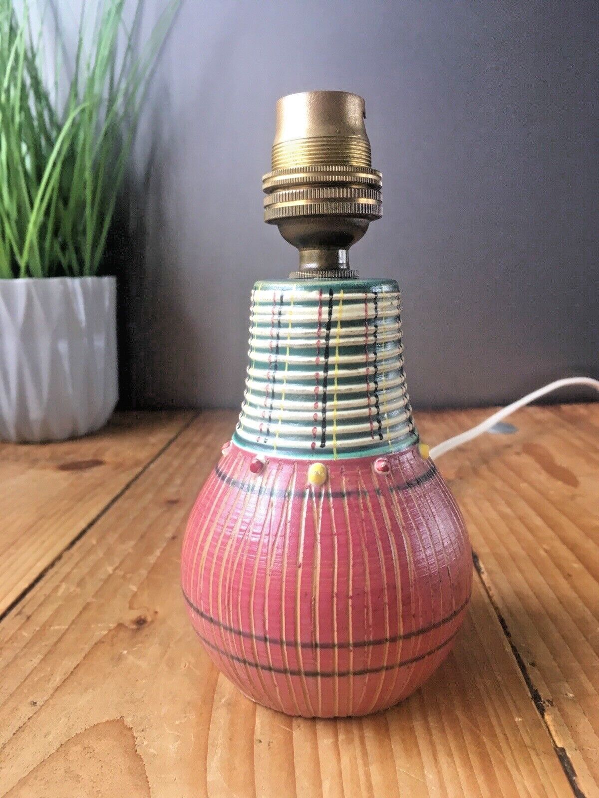 50's Mcm Italian Pottery Fratelli Fanciullacci Knobbly Sgraffito Table Lamp Base photo vintage