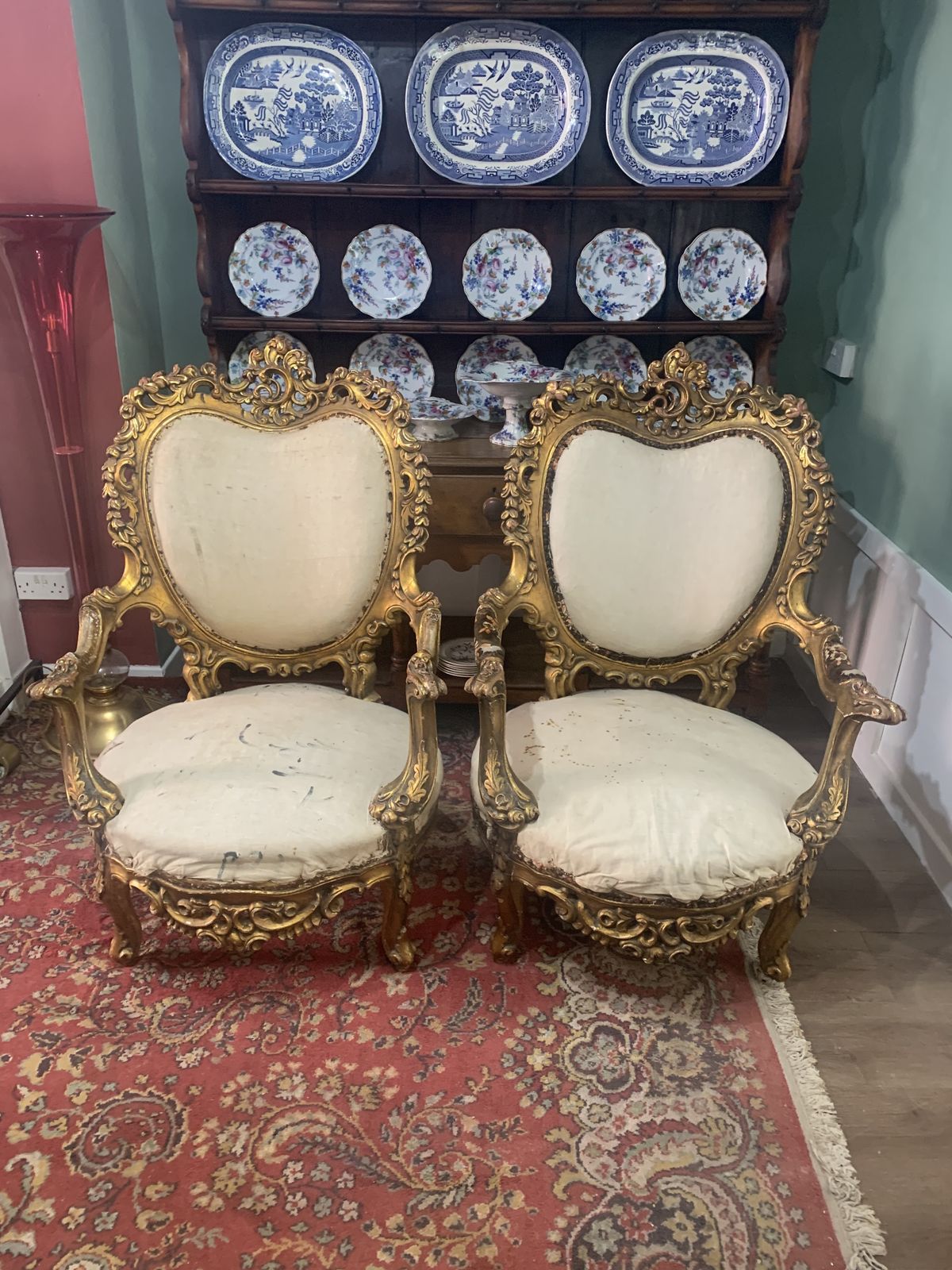 875.0 A Pair Of Rococo Gilt Wood Arm Chairs photo