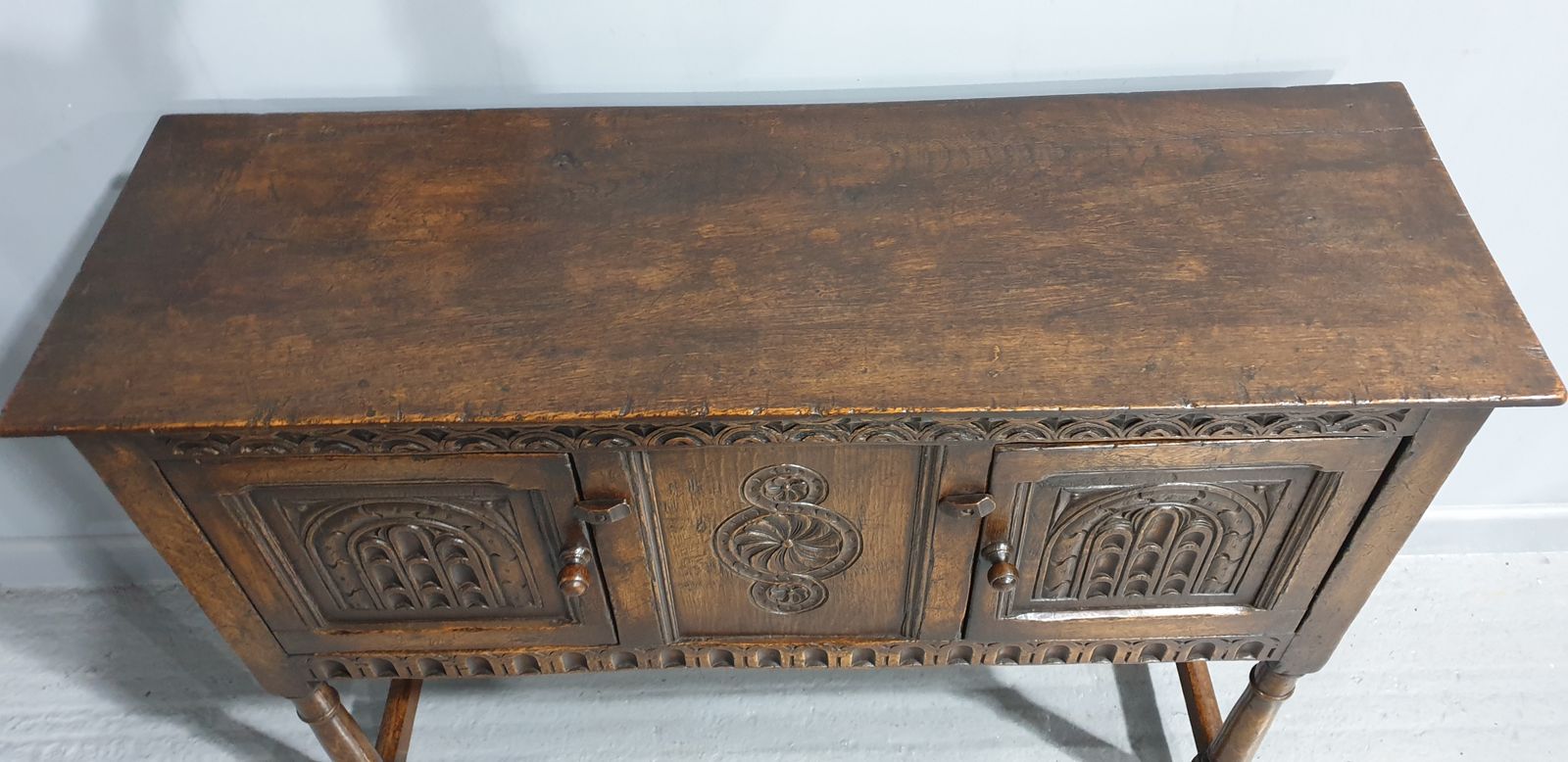 Carved Oak Sideboard Of Small Proportions photo for sale