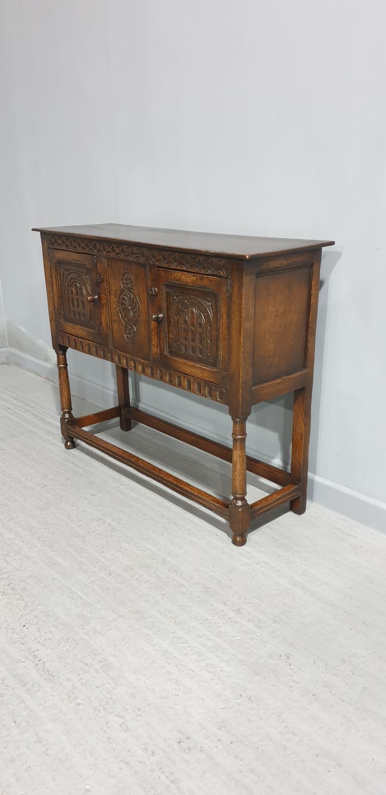photo furniture Carved Oak Sideboard Of Small Proportions