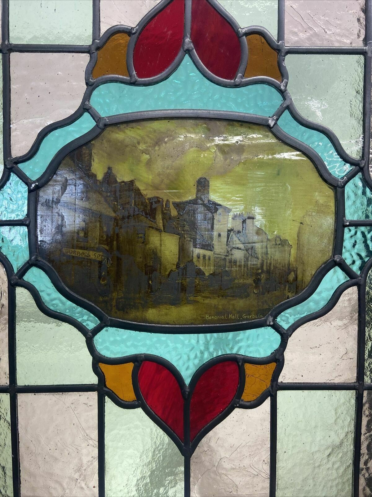 Unique Edwardian Front Door Period Stained Glass Old Reclaimed Antique Wood Lead photo vinterior