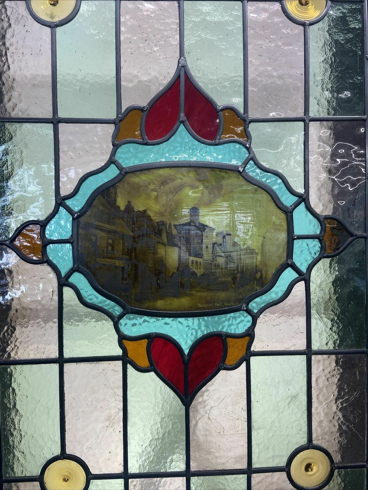 Unique Edwardian Front Door Period Stained Glass Old Reclaimed Antique Wood Lead photo vintage