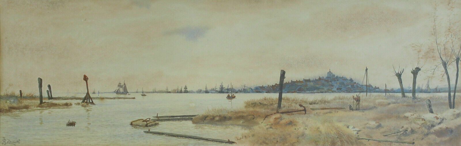 Watercolour By James Lawson Stewart. Titled "Rye, Sussex" photo furniture