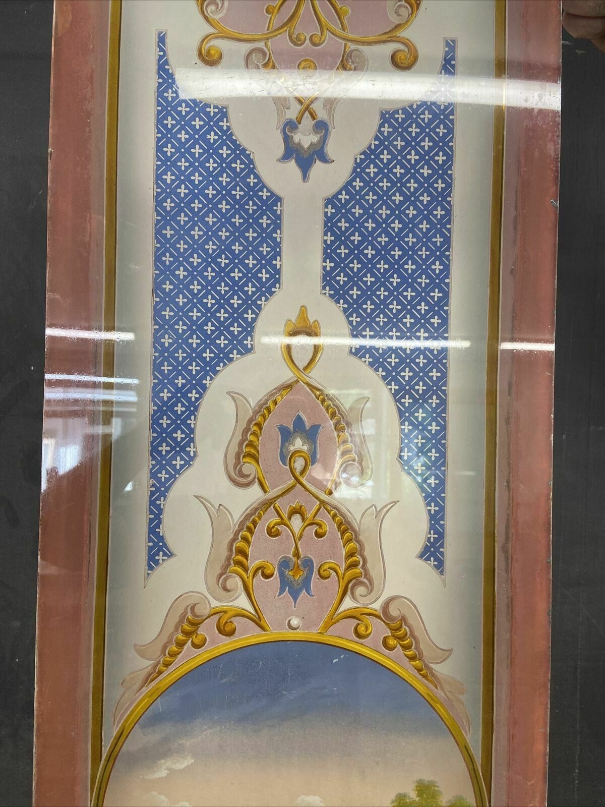 Antique Victorian Stained Glass Window Hand Painted Old Reclaimed Period Unique photo Home Fixtures