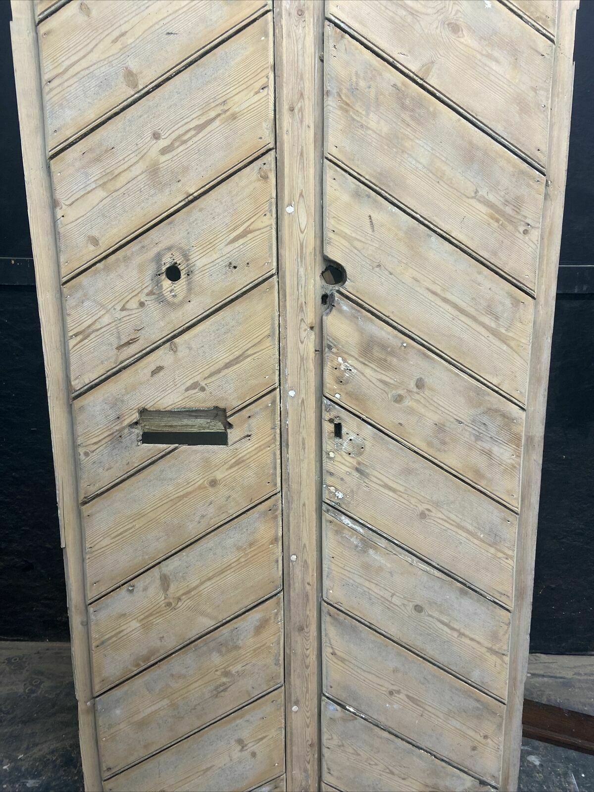 Pair Antique Double Doors Pine Period Reclaimed Old School Cornish Folly Garden photo for sale