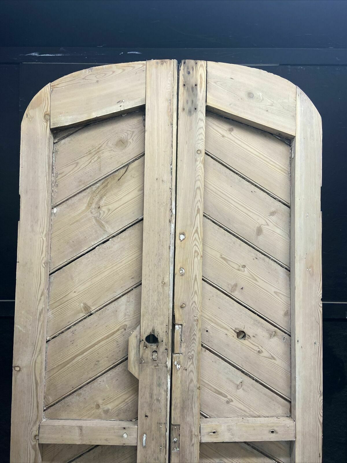 Pair Antique Double Doors Pine Period Reclaimed Old School Cornish Folly Garden photo buy