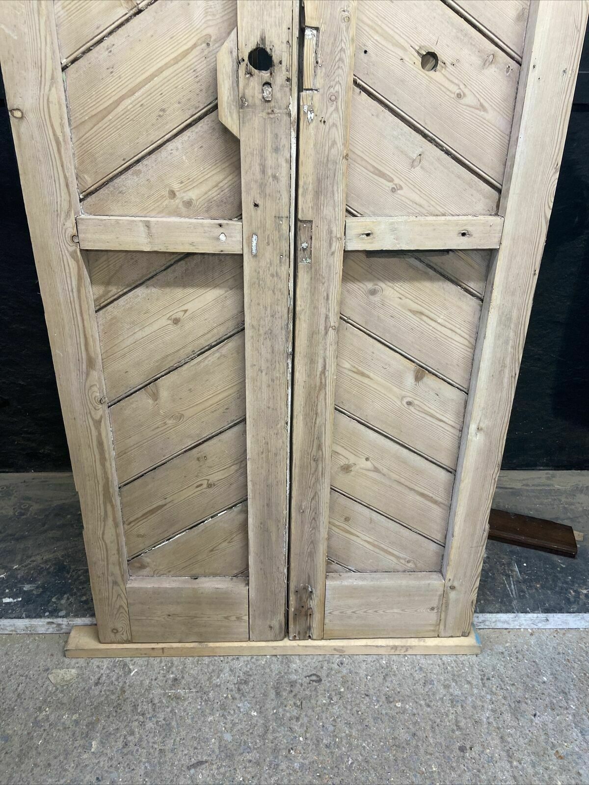 photo furniture Pair Antique Double Doors Pine Period Reclaimed Old School Cornish Folly Garden