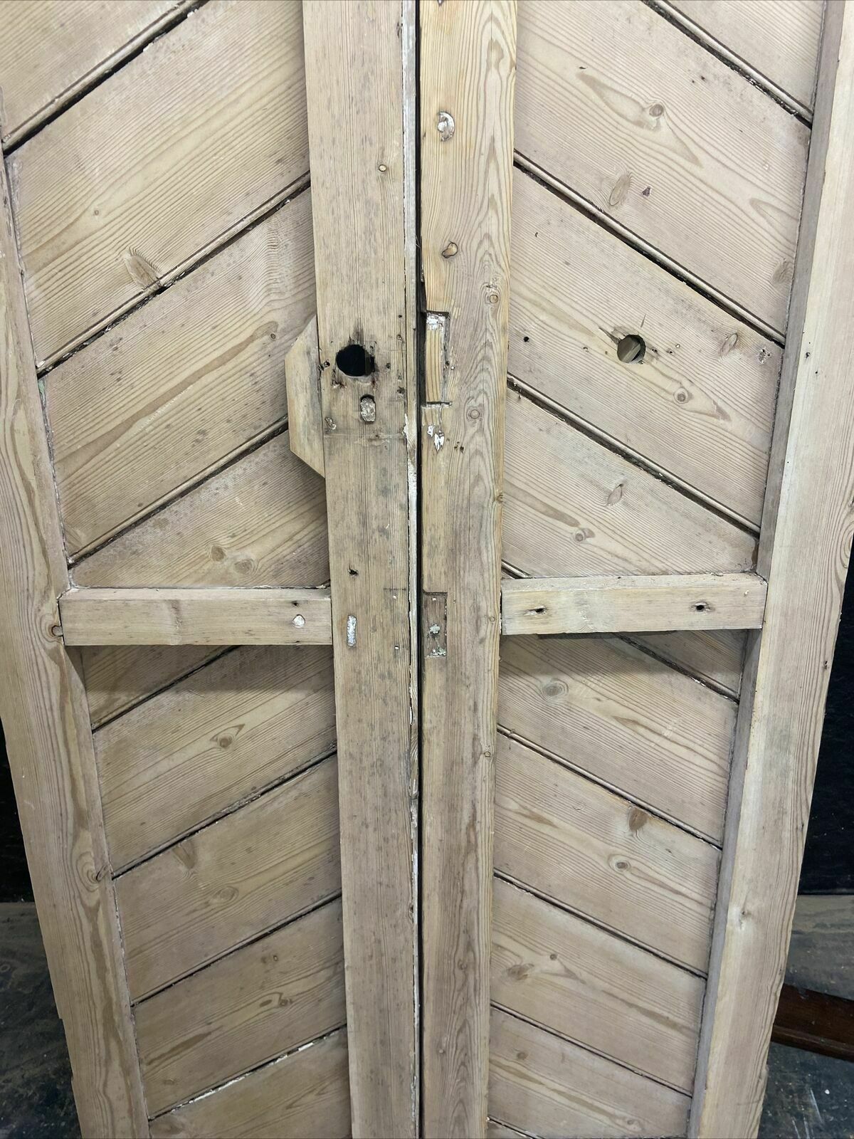 photo for sale Pair Antique Double Doors Pine Period Reclaimed Old School Cornish Folly Garden