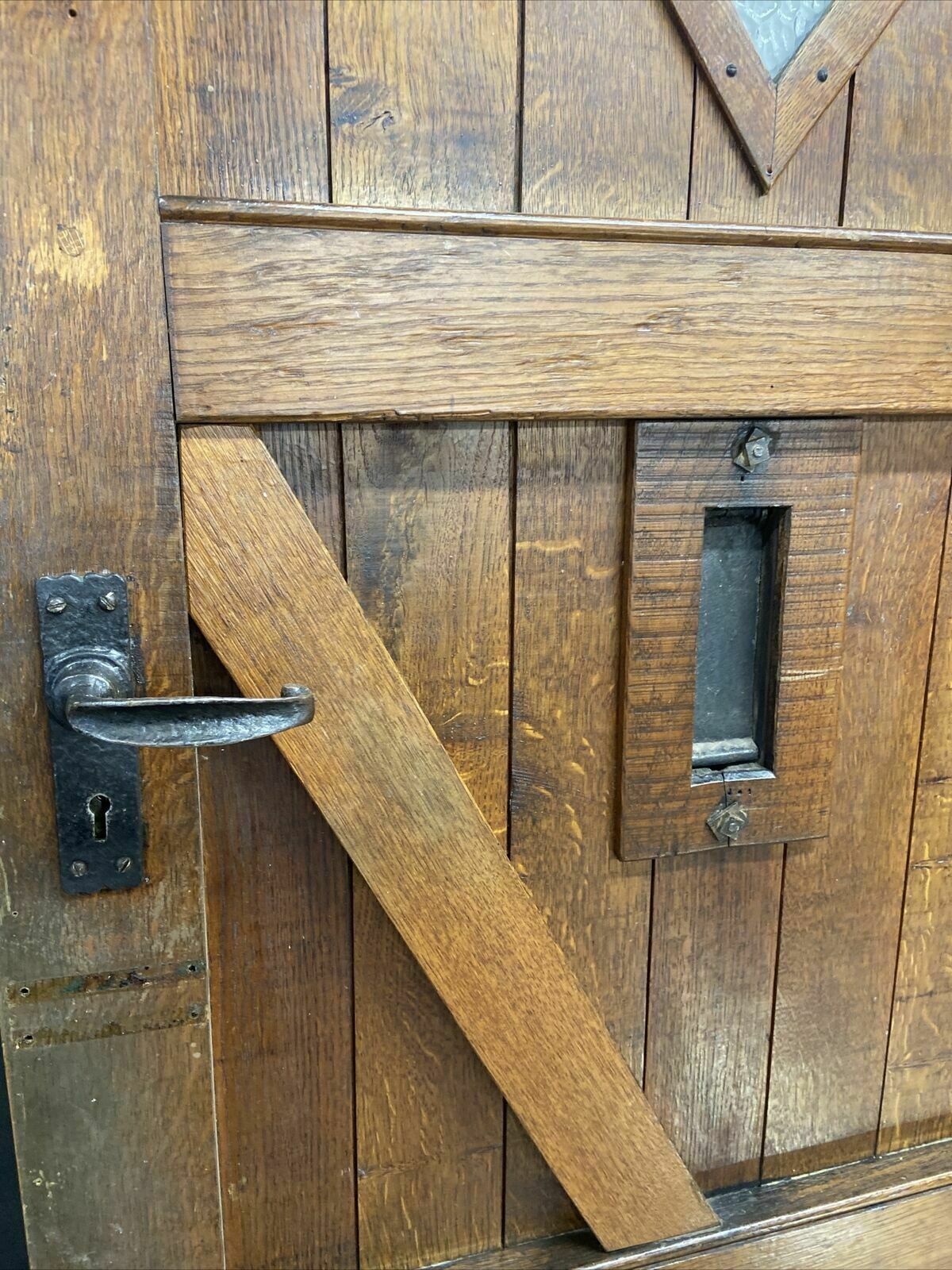 Solid Oak Front Door Old Period Wood Antique Reclaimed Hardwood Arts & Crafts photo vintage