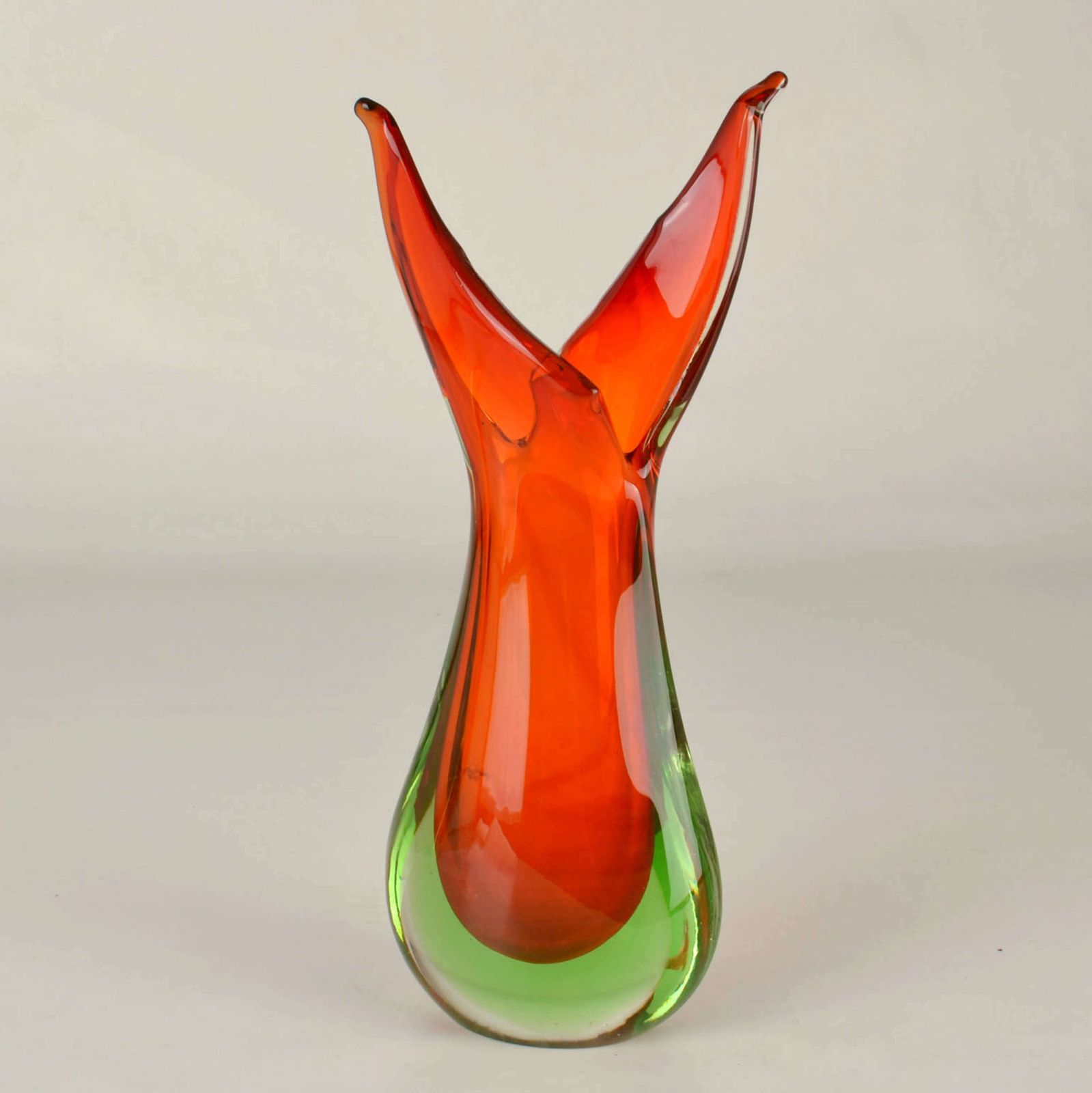 Murano Sommerso Red Glass Vases By Flavio Poli For Seguso, Italy,1960 photo vinterior