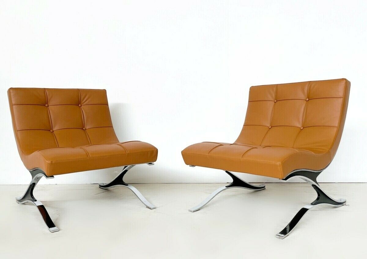 Italian Mid Century Brown Leather Armchair