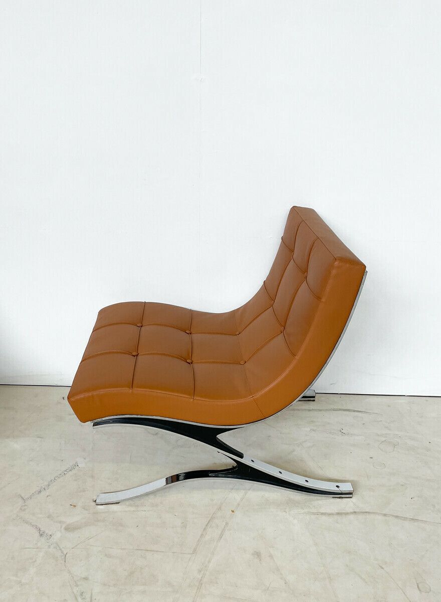 Italian Mid Century Brown Leather Armchair photo Furniture