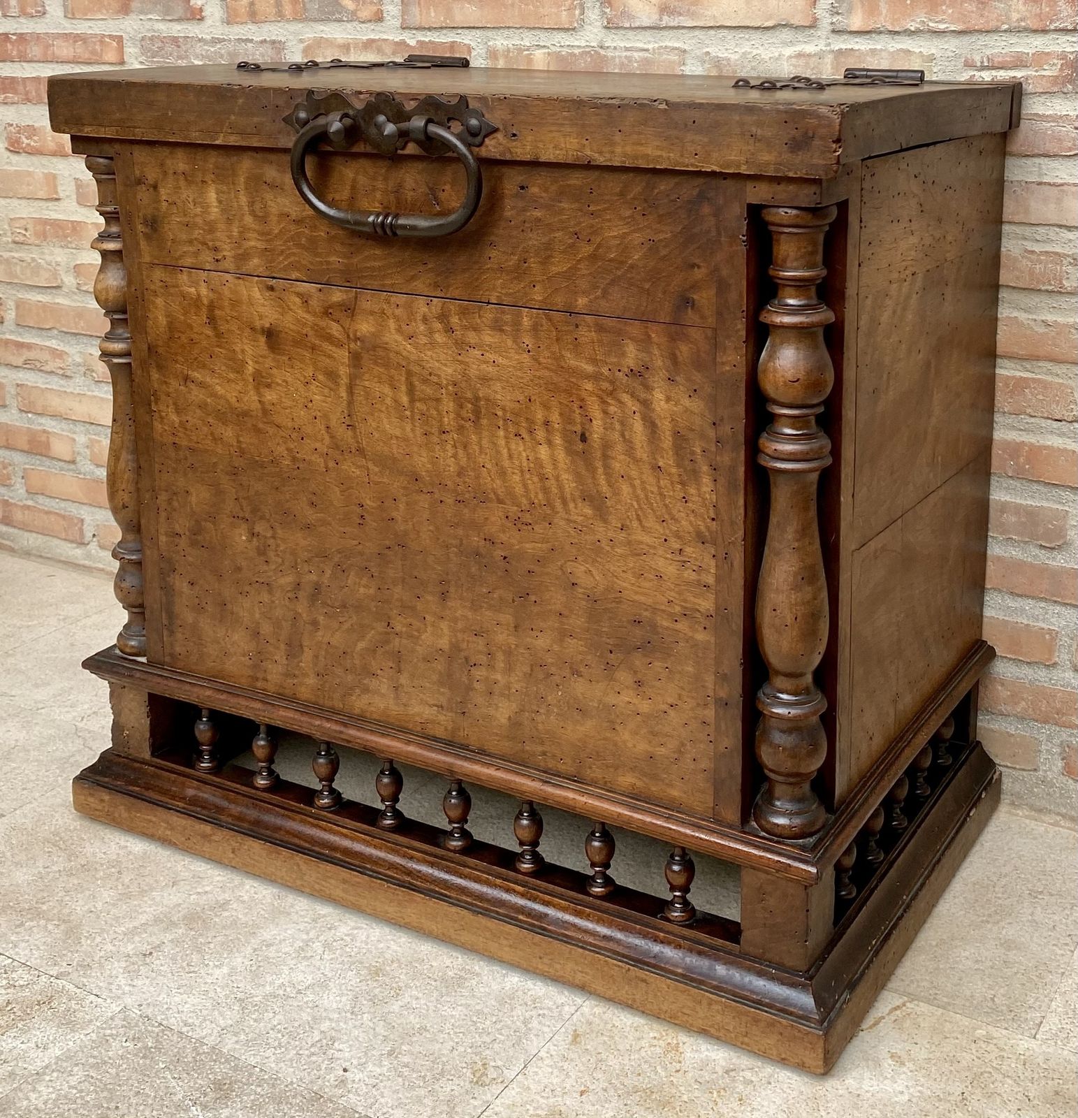 Early 20th Century French Hand Carved Wooden Trunk photo furniture