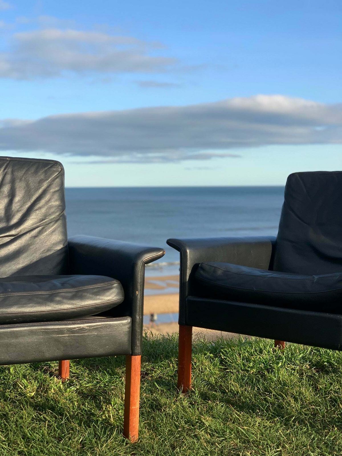 Danish Leather Armchairs, Designed By Hans Olsen For Cs Mobler photo furniture