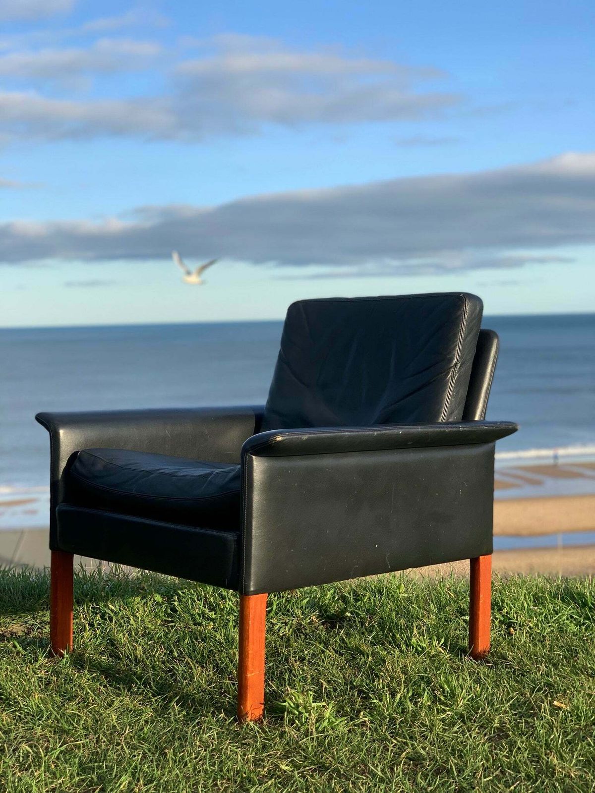 Danish Leather Armchairs, Designed By Hans Olsen For Cs Mobler photo vinterior