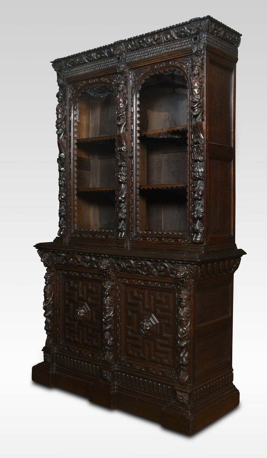 Renaissance Revival Carved Oak Two Door Bookcase photo 3180.0