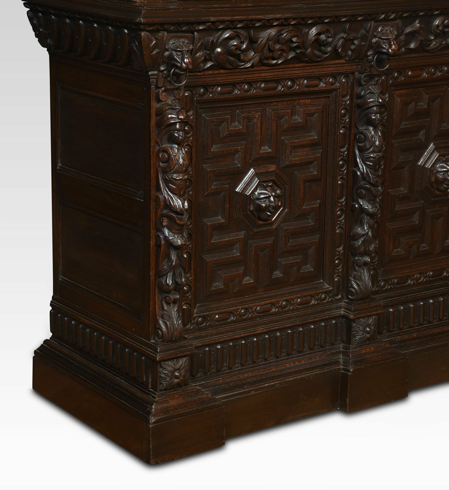Renaissance Revival Carved Oak Two Door Bookcase photo vintage