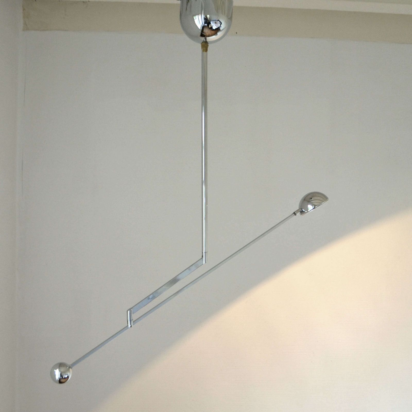 Minimal Chrome Counter Balance Ceiling 1970's Lamp photo Lighting