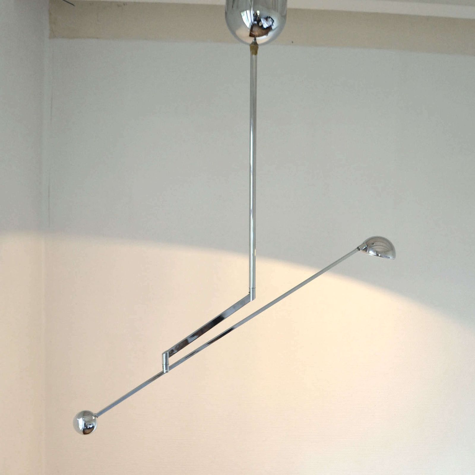 Minimal Chrome Counter Balance Ceiling 1970's Lamp photo 1650.0