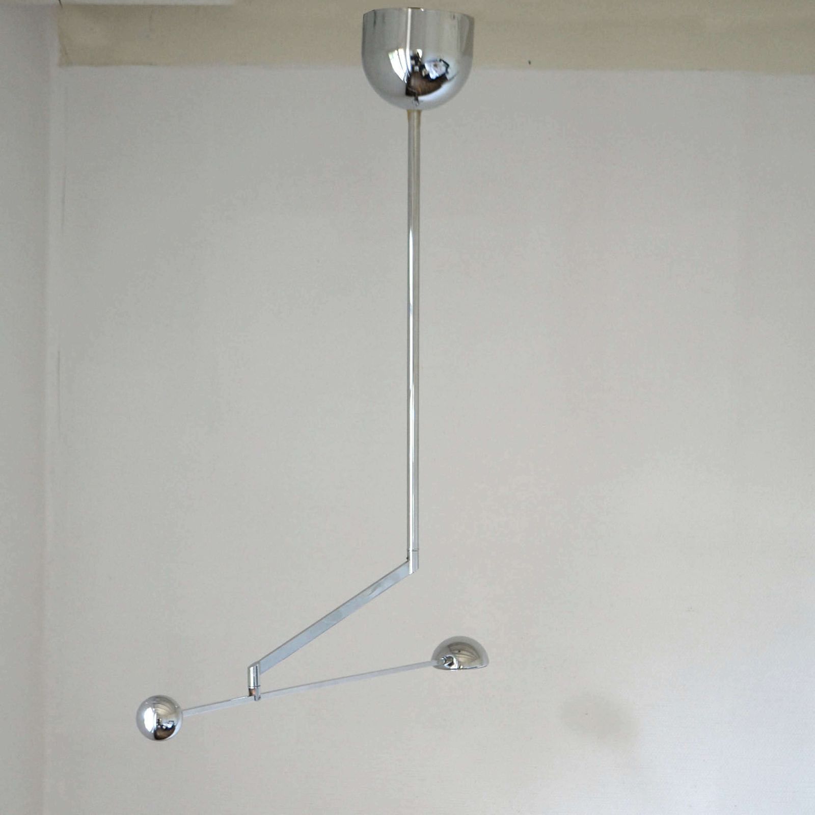 Minimal Chrome Counter Balance Ceiling 1970's Lamp photo vinterior