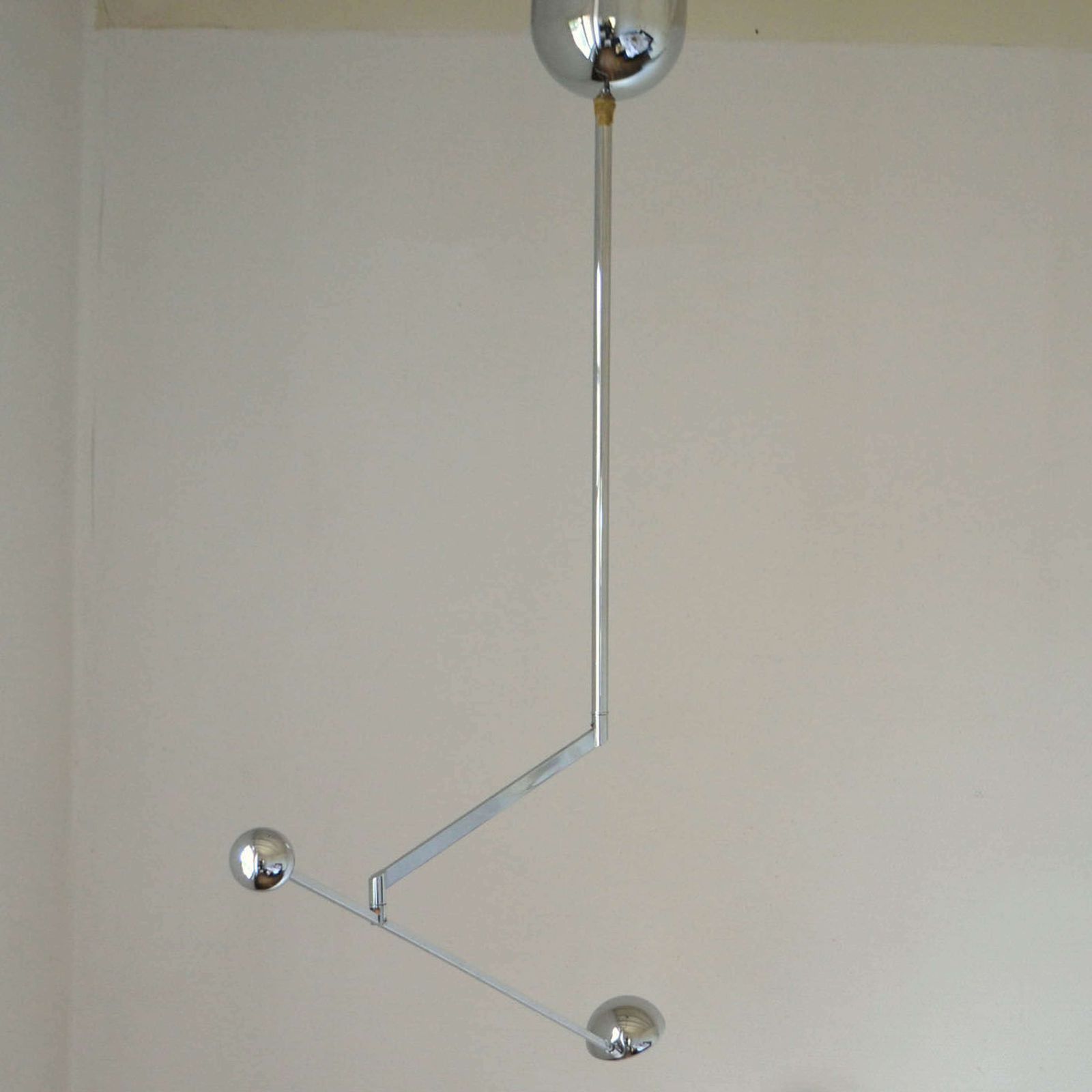 Minimal Chrome Counter Balance Ceiling 1970's Lamp photo vintage