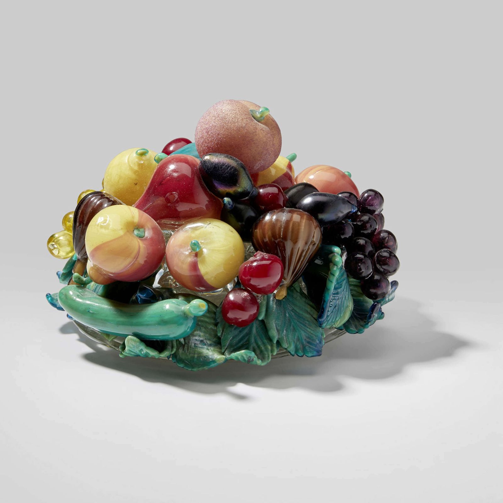 Pair Of Still Life Fruit Bowls Murano Glass By Aristi Barovier,1920's photo buy