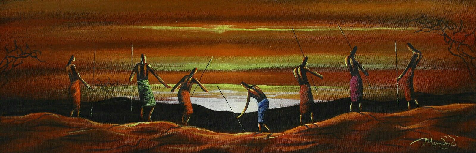 Acrylic African Tribal Painting On Linen photo furniture