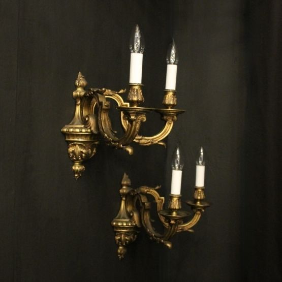 photo for sale French 19th C Bronze Antique Wall Sconces