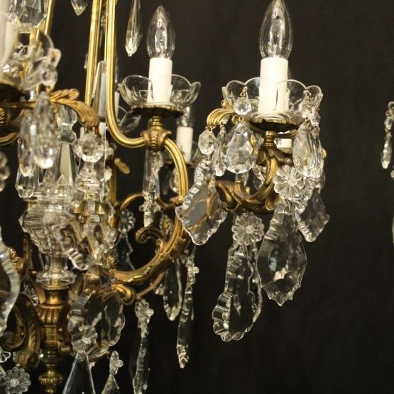 French Pair Of Gilded Bronze Antique Chandeliers photo Lighting