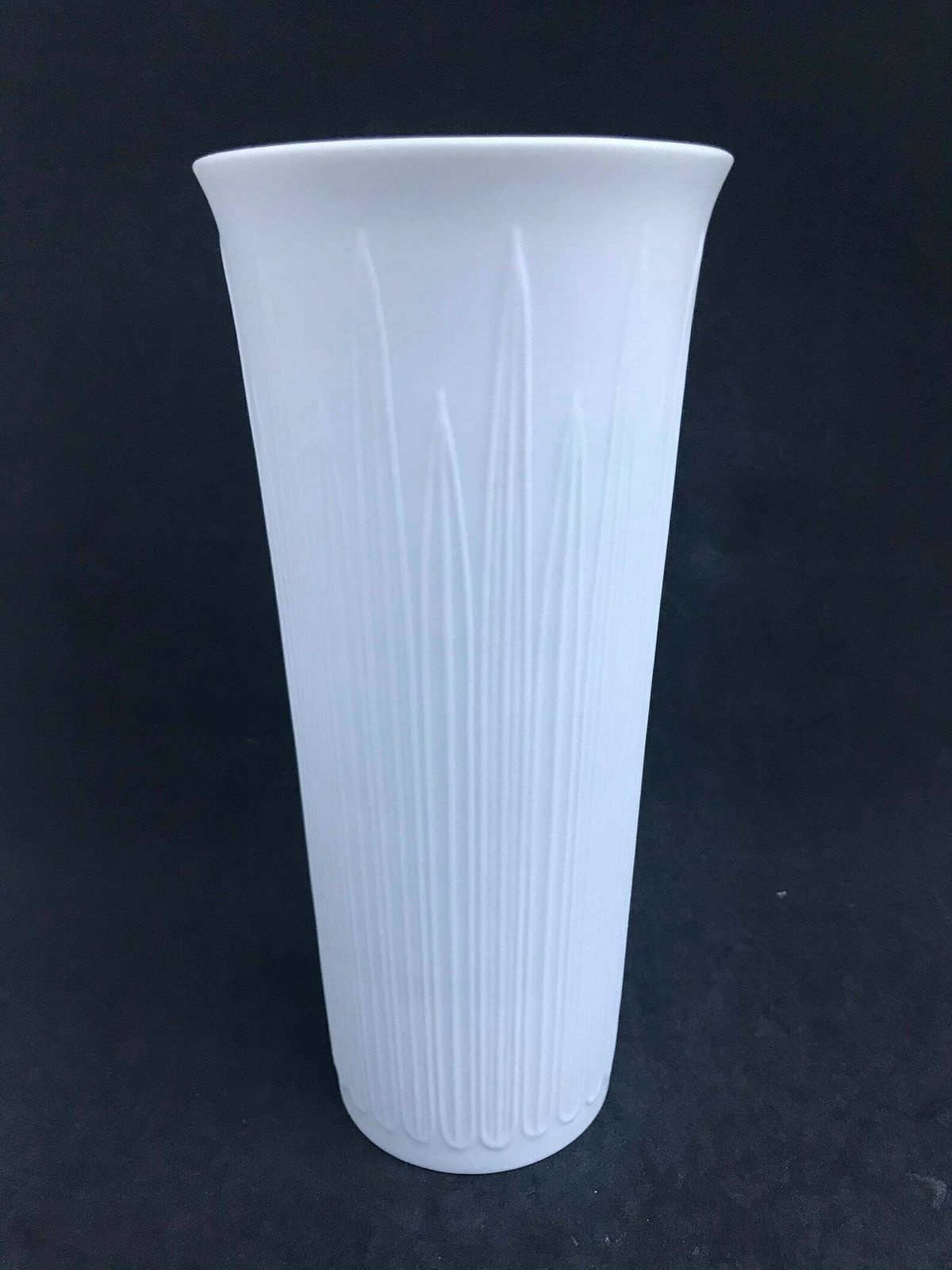 White Vase Op Art Porcelain German Pottery Bisque Unglazed Matte Textured Lorenz Hutschenreuther Gift Modernist Decor Late 60s Hostess Gift photo furniture