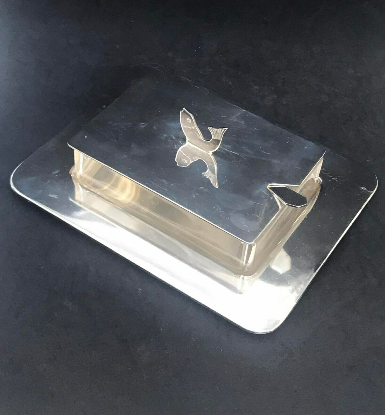 photo furniture Sardine Box Dish Butter Dish With Lid Caviar Dish Silver Plated By Wmf Germany 1930s, Art Deco Wedding Dish Wwii Crafts German Gift