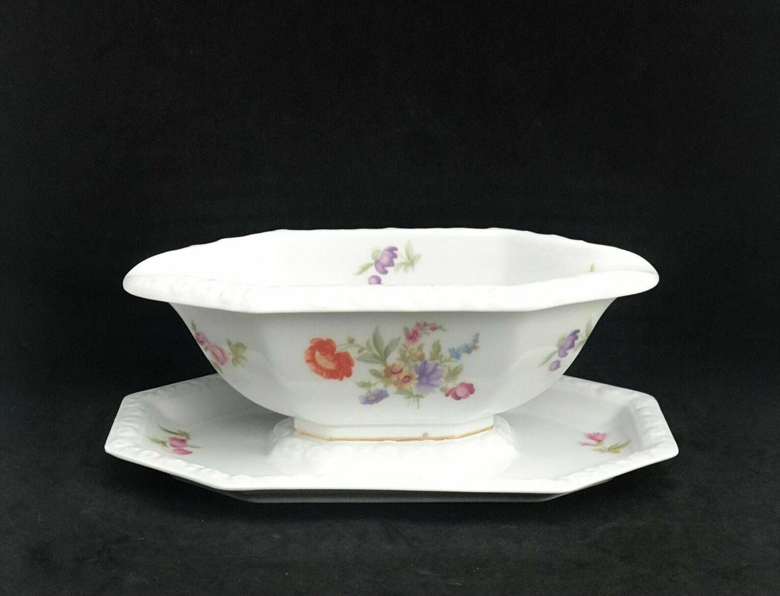 Rosenthal Selb Porcelain Gravy Boat Sauce Bowl Pattern Maria Incorporated Saucer Floral Decor Gift For Hostess Table Decor Flowers Romantic
