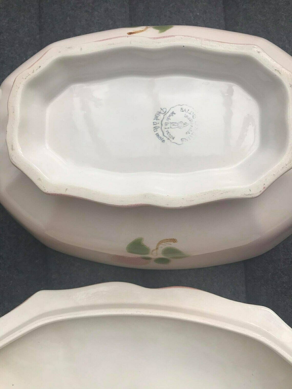 Soepterrine Groenteschaal Grote Serveerschaal Vintage Zachtroze Vintage Majolica Huwelijkscadeau Mid Century Van Salins Les Bains Handgeschilderd photo 278.0