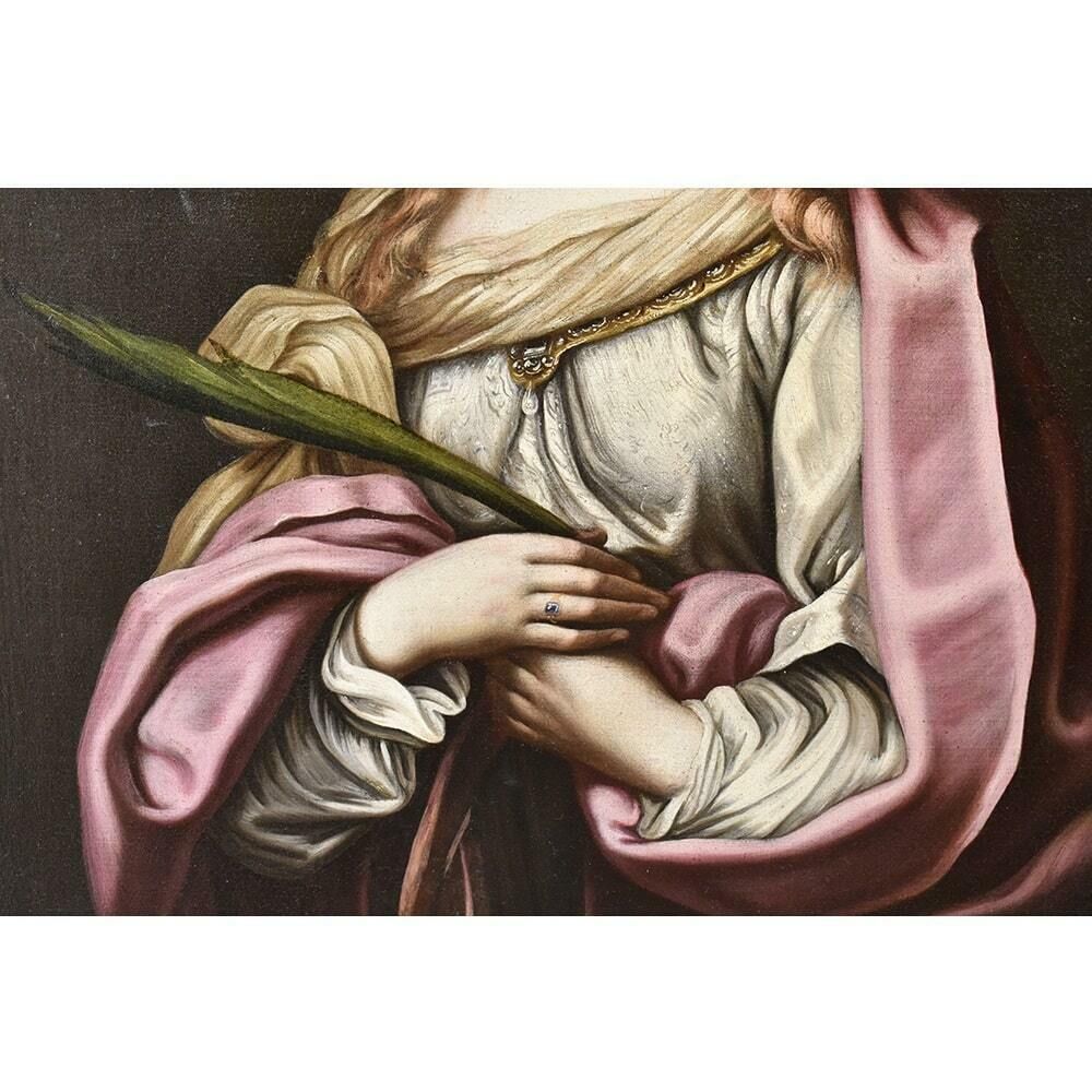 Religious Paintings On Canvas, Christian Paintings, Saint Catherine, 1700s.  (Qrel 338) photo buy