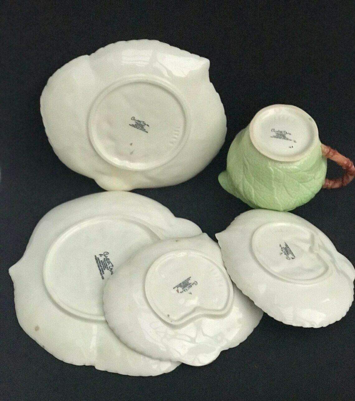 photo for sale Carltonware Dishes Plate Serving Green Foxglove Creamer Plate 4 Pieces Green Decoration English Collectors Antique China