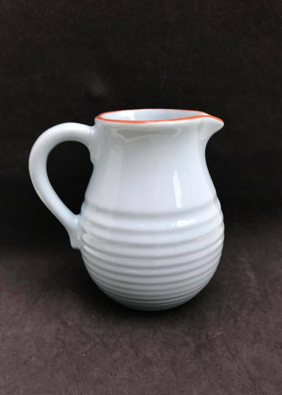 Pitcher Stoneware Water Or Wine Large James Oliver Pottery, French Country Blue Cobalt Antique Grey Ceramic Stoneware photo vinterior