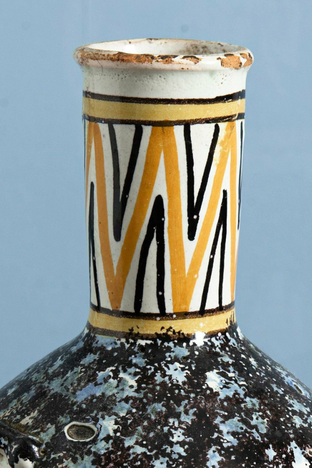 Nevers Faience Yellow Andf Black Floral Bottle 18th Century photo Home Decor