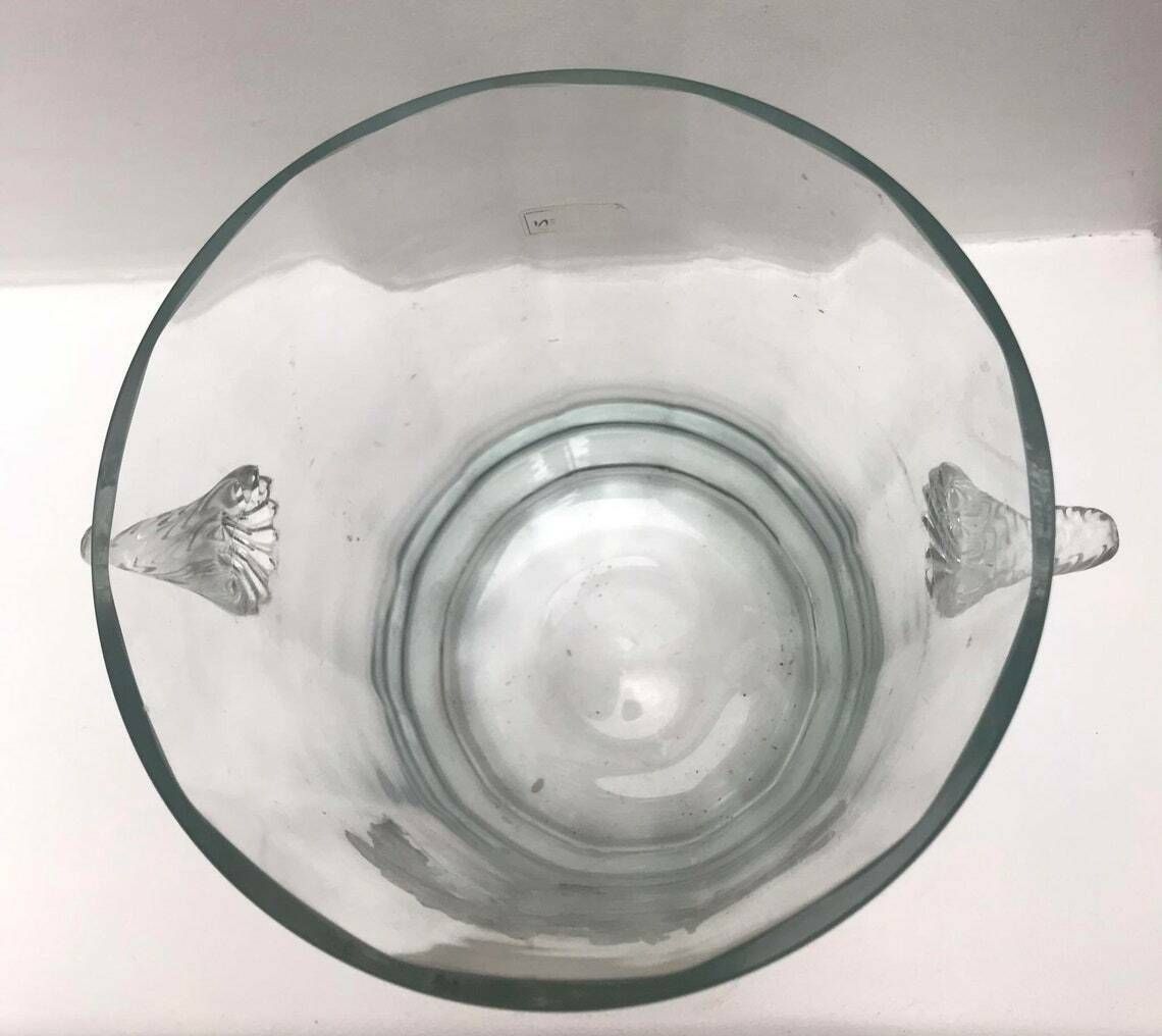 Champagne Ice Bucket Faceted Glass With Handles Glass Wine Cooler Chiller Hollywood Regency Bar Cart Styling Wedding Gift Luxury Barware photo vinterior