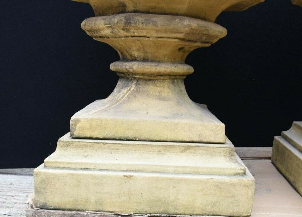 Gothic Stone Garden Urns   Octagonal On Pedestal Base Architectural photo furniture