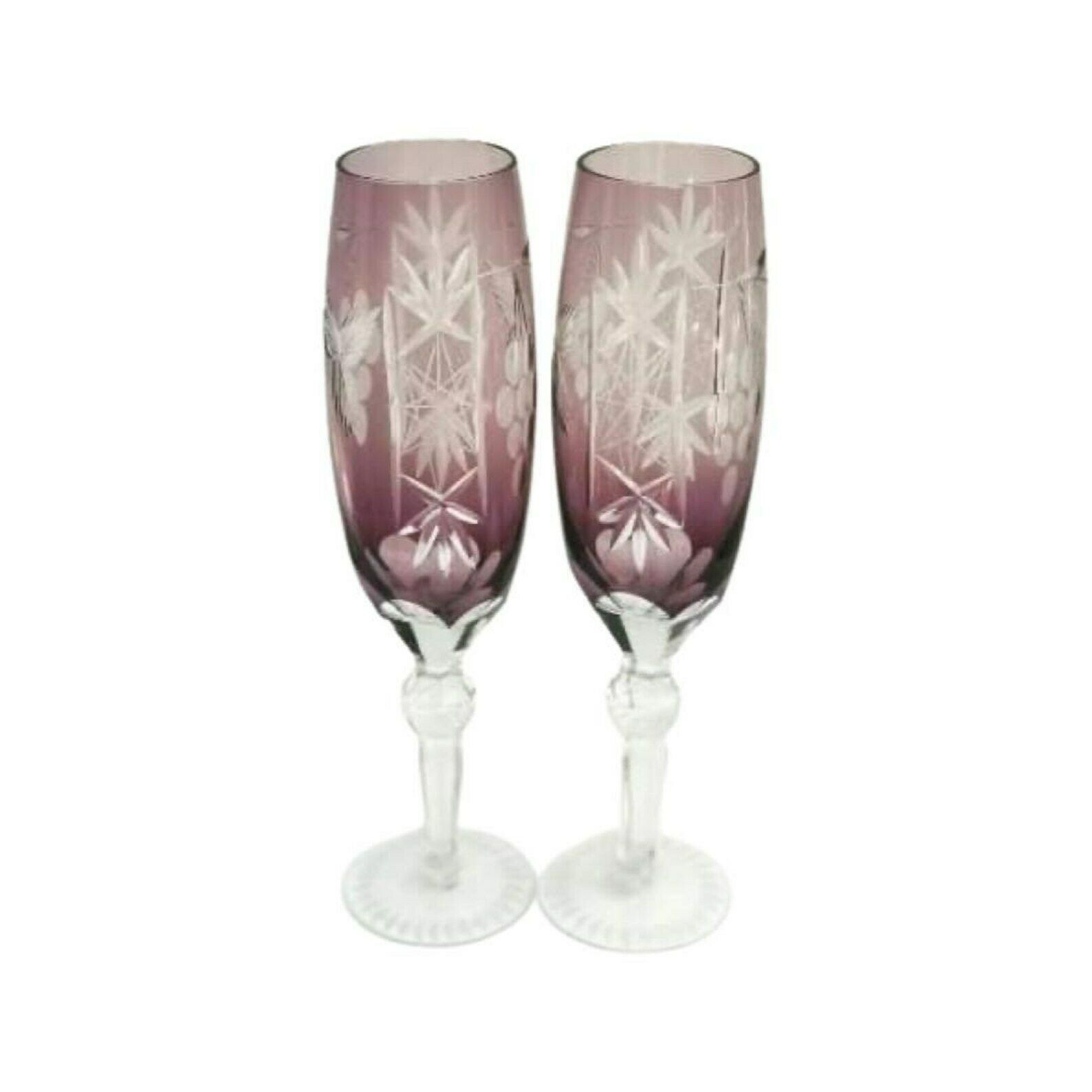 Champagne Coupes Ajka Marsala Bohemian Crystal Amethyst Champagne Flutes Coupes Toasting Celebration Glassware Wedding Glass Collection