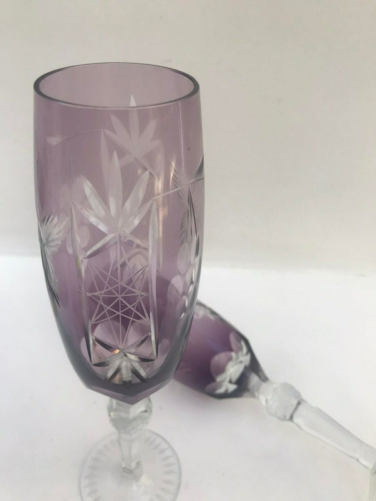 photo for sale Champagne Coupes Ajka Marsala Bohemian Crystal Amethyst Champagne Flutes Coupes Toasting Celebration Glassware Wedding Glass Collection