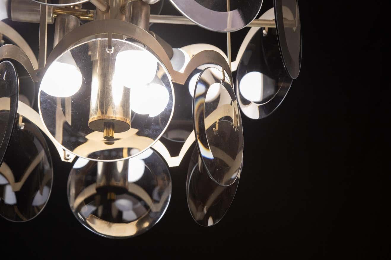 Vistosi Smoked Glass Discs Chandelier, 1960s photo buy