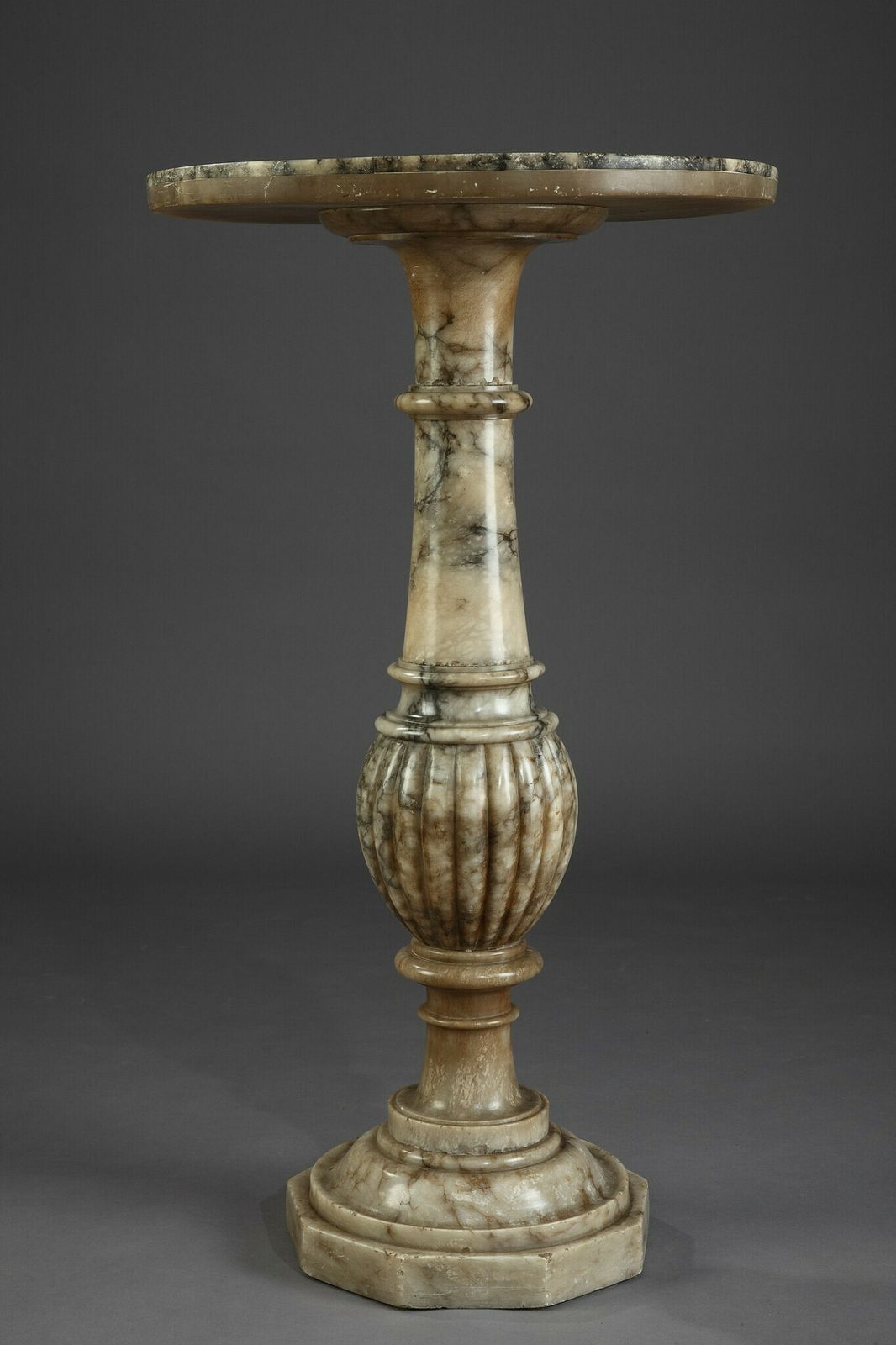 Pedestal Table In Alabaster With Marble Inlaid Top In Italian Style, 16th Century photo Home Decor