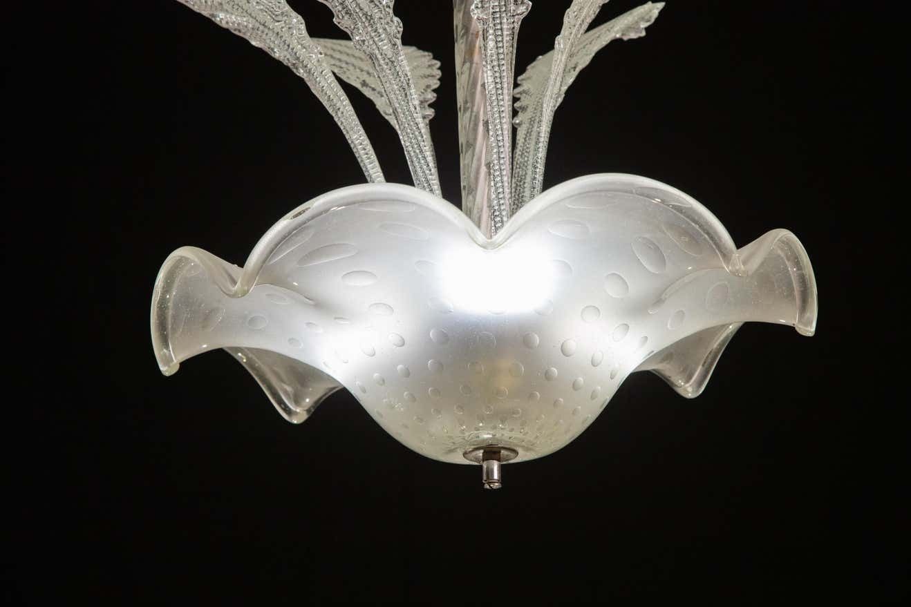Art Deco Barovier E Toso Chandelier, Bullicante Murano Glass, 1940s photo Lighting