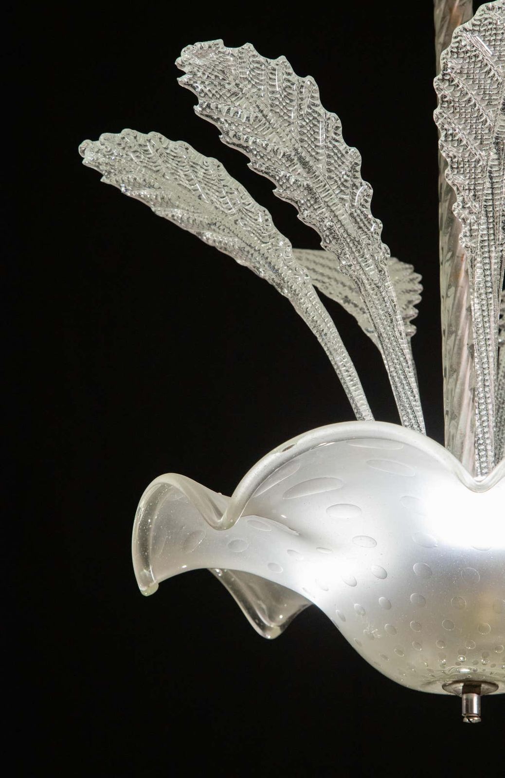 Art Deco Barovier E Toso Chandelier, Bullicante Murano Glass, 1940s photo 1424.0