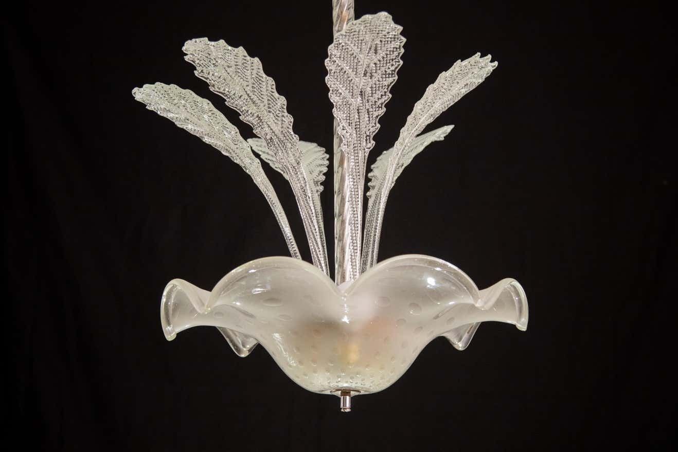 Art Deco Barovier E Toso Chandelier, Bullicante Murano Glass, 1940s photo vintage